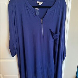 Women's Blue Top with Zipper Detail